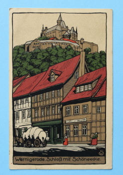 Postcard Artist SW Litho PC Wernigerode 1922 castle houses Town architecture Sachsen Anhalt
